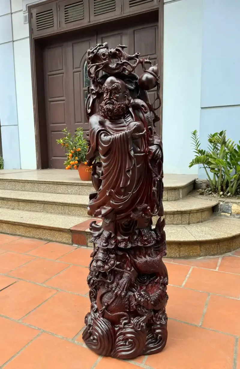 at-ma-thuan-nghe-go-tu-an-G5374-2 Tượng Đạt Ma Thuần Nghê Gỗ Tử Đàn Hàng Đẹp Nghệ Nhân Chế Tác Liền Khối G5374