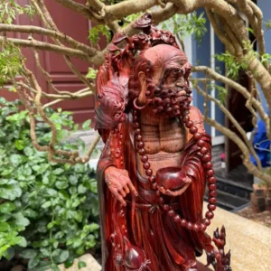 at-ma-ung-rong-go-nu-trac-G6239-3 Tượng Đạt Ma Đứng Rồng Gỗ Nu Trắc Liền Khối Hàng Siêu Kỹ Nét G6239