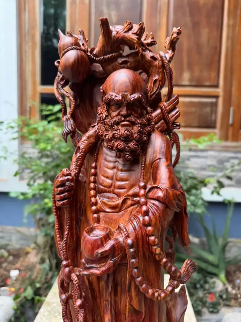 at-ma-ung-rong-go-sua-bac-G5391-2 Tượng Đạt Ma Đứng Rồng Gỗ Sưa Bắc Đỏ Liền Khối Hàng Kỹ Nét G5391