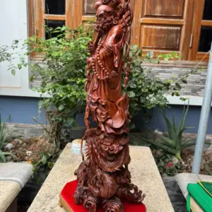 at-ma-ung-rong-go-sua-bac-G5391-5 Tượng Đạt Ma Đứng Rồng Gỗ Sưa Bắc Đỏ Liền Khối Hàng Kỹ Nét G5391