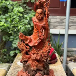 at-ma-ung-rong-go-trac-viet-G5392-1 Tượng Đạt Ma Đứng Rồng Gỗ Trắc Việt Liền Khối Hàng Kỹ Nét Vip G5392