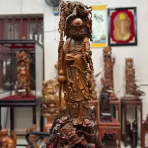 at-ma-ung-song-nghe-go-sua-hang-G5375-1 Tượng Đạt Ma Đứng Song Nghê Gỗ Sưa Hàng Kỹ Đẹp Liền Khối G5375