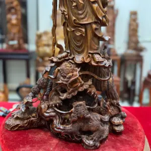 at-ma-ung-song-nghe-go-sua-hang-G5375-2 Tượng Đạt Ma Đứng Song Nghê Gỗ Sưa Hàng Kỹ Đẹp Liền Khối G5375
