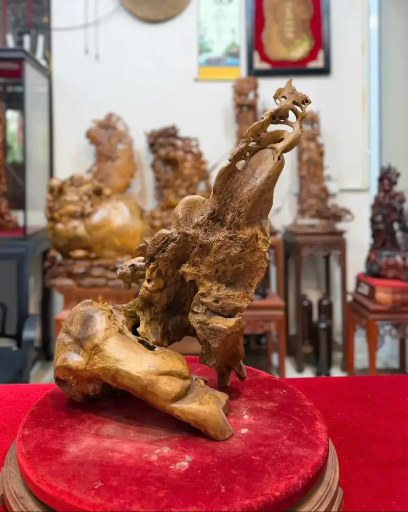 bao-san-moi-xuong-nui-go-nu-khao-G5269-4 Tượng Báo Săn Mồi Xuống Núi Gỗ Nu Kháo Lũa Tự Nhiên Liền Khối G5269