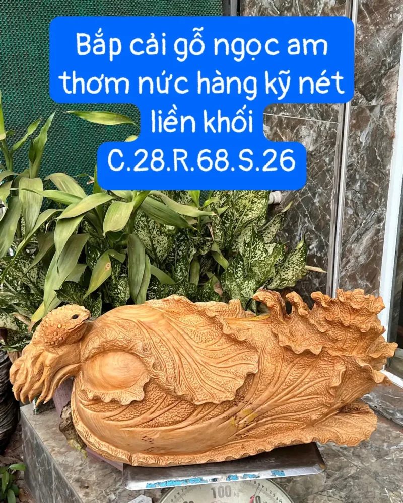 bap-cai-go-G6259-1 Tượng Bắp Cải Gỗ Ngọc Am Thơm Nức Hàng Kỹ Nét Liền Khối G6259