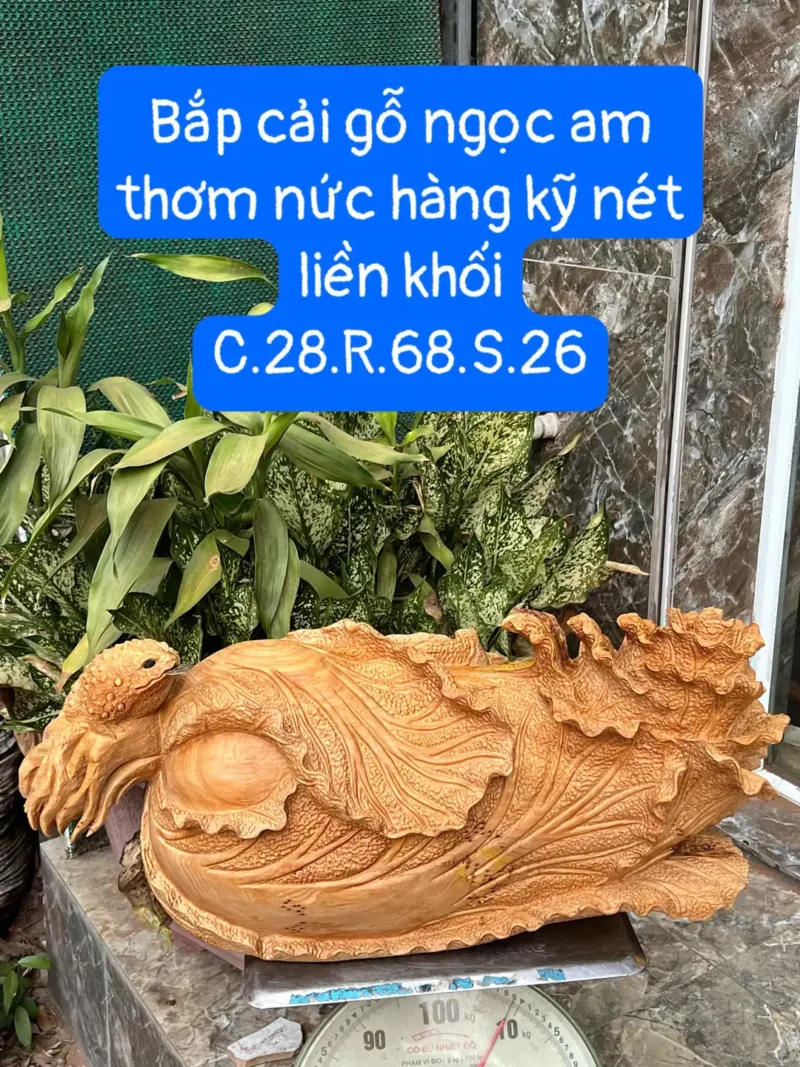 bap-cai-go-G6259-1 Tượng Bắp Cải Gỗ Ngọc Am Thơm Nức Hàng Kỹ Nét Liền Khối G6259