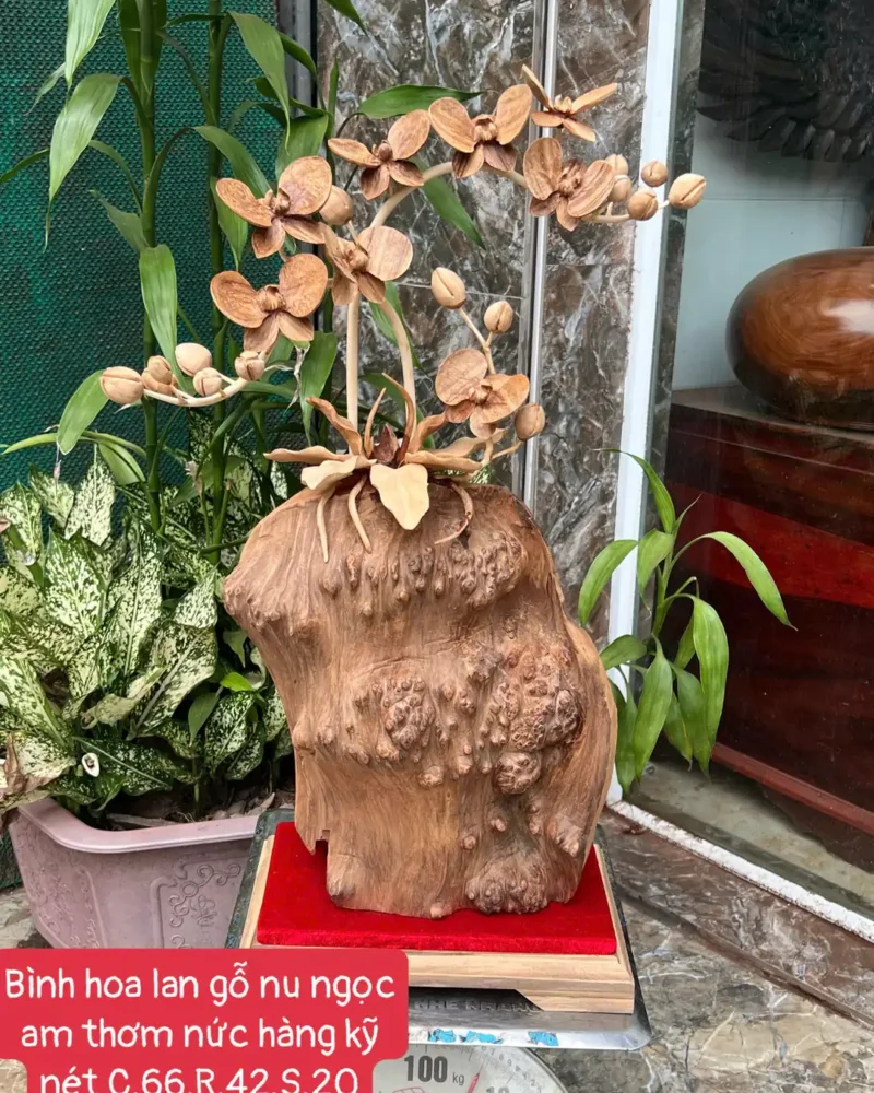 binh-hoa-lan-G6387-1 Bình Hoa Lan Gỗ Nu Ngọc Am Nu Kín Hàng Kỹ Nét G6387