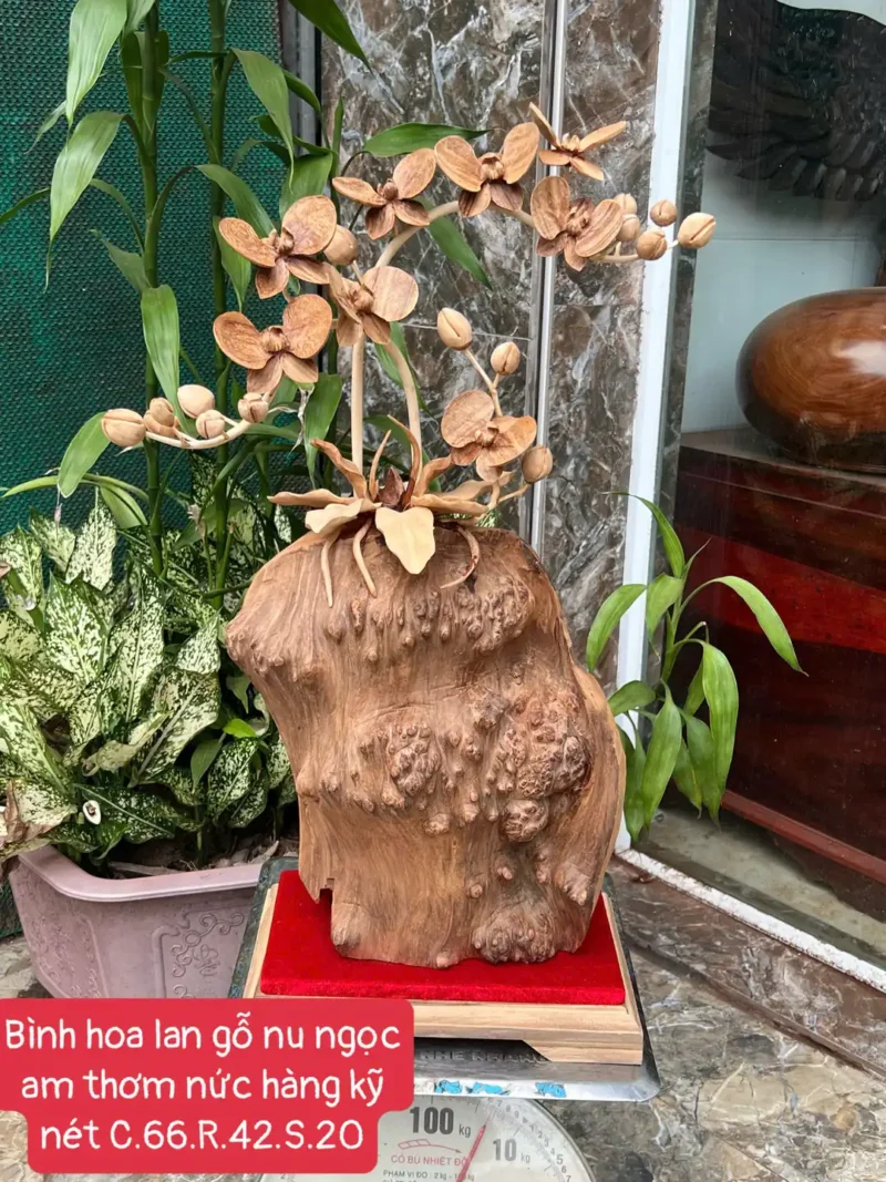 binh-hoa-lan-G6387-1 Bình Hoa Lan Gỗ Nu Ngọc Am Nu Kín Hàng Kỹ Nét G6387