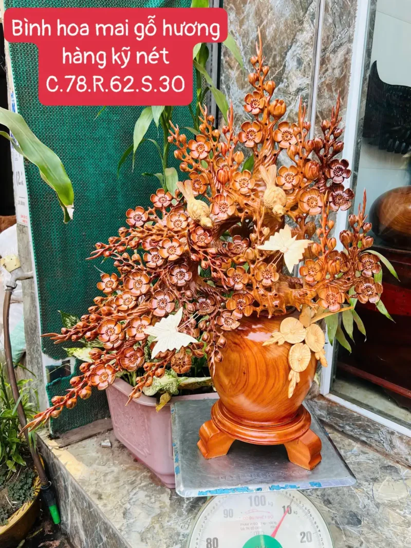 binh-hoa-mai-G5900-1 Bình Hoa Mai Gỗ Hương Hàng Kỹ Nét G5900