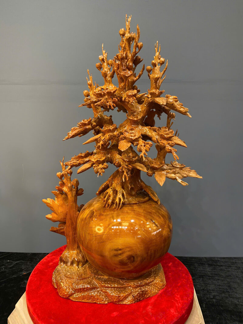 binh-hoa-mai-ao-truong-tho-go-nu-ngoc-G6176-6 Bình Hoa Mai Đào Trường Thọ Gỗ Nu Ngọc Am Liền Khối G6176