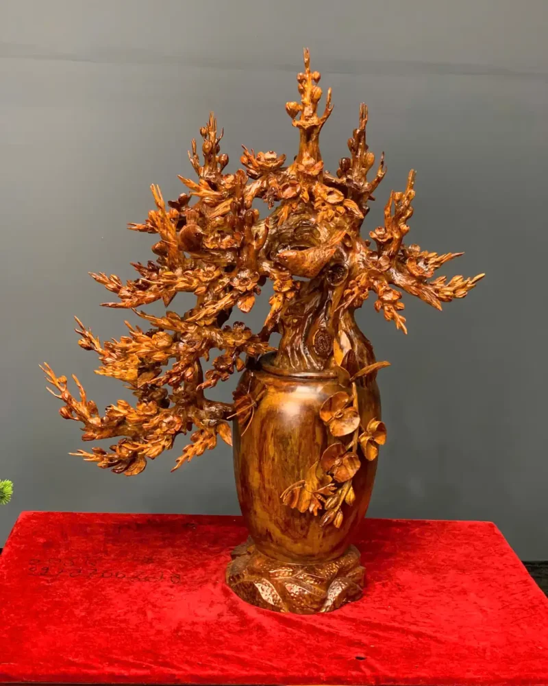 binh-hoa-mai-go-sua-cao-G6257-1 Bình Hoa Mai Gỗ Sưa Liền Khối G6257