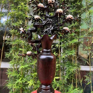 binh-hoa-mau-G5854-4 Bình Hoa Mẫu Đơn Thân Và Cành Là Làm Bằng Gỗ Mun Hoa Lào Hoa Bằng Ốc In Đô G5854