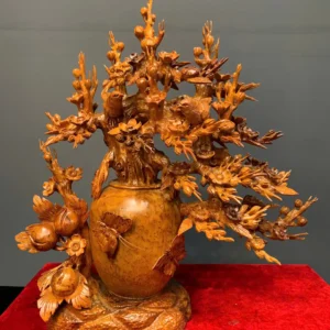 binh-mai-ao-truong-tho-go-nu-ngoc-G5855-2 Bình Mai Đào Trường Thọ Gỗ Nu Ngọc Am Liền Khối G5855
