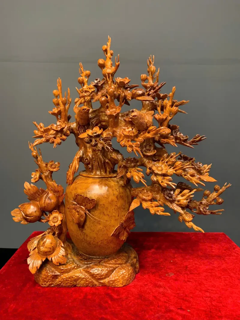 binh-mai-ao-truong-tho-go-nu-ngoc-G5855-2 Bình Mai Đào Trường Thọ Gỗ Nu Ngọc Am Liền Khối G5855