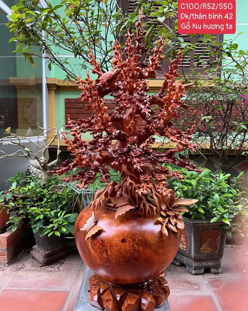 binh-mai-go-G5270-1 Tượng Bình Mai Gỗ Nu Hương To Nặng Liền Khối G5270
