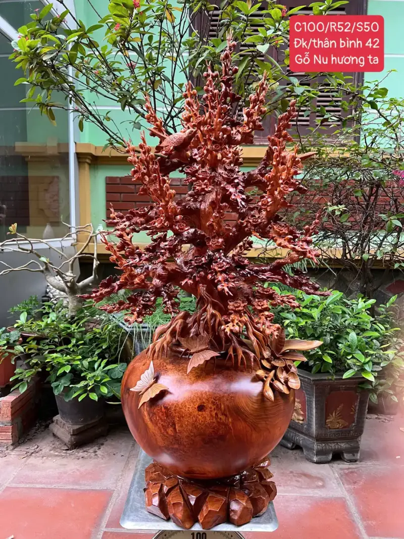 binh-mai-go-G5270-1 Tượng Bình Mai Gỗ Nu Hương To Nặng Liền Khối G5270