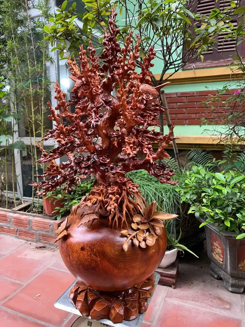 binh-mai-go-G5270-2 Tượng Bình Mai Gỗ Nu Hương To Nặng Liền Khối G5270