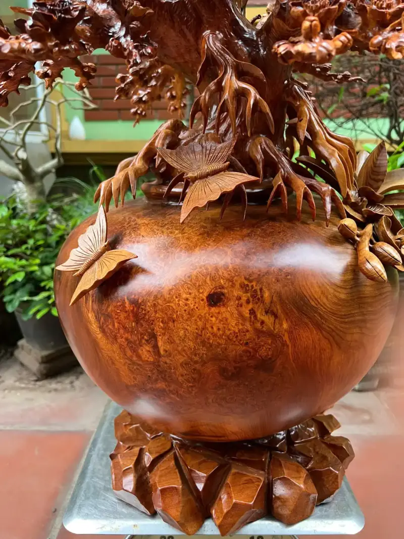 binh-mai-go-G5270-4 Tượng Bình Mai Gỗ Nu Hương To Nặng Liền Khối G5270