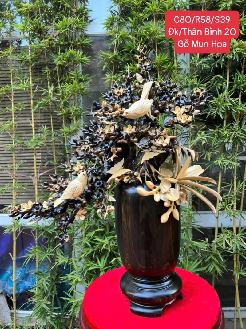 binh-mai-lan-G6343-1 Bình Mai Lan Phú Quý Gỗ Mun Hoa Hàng To Kỹ Liền Khối G6343