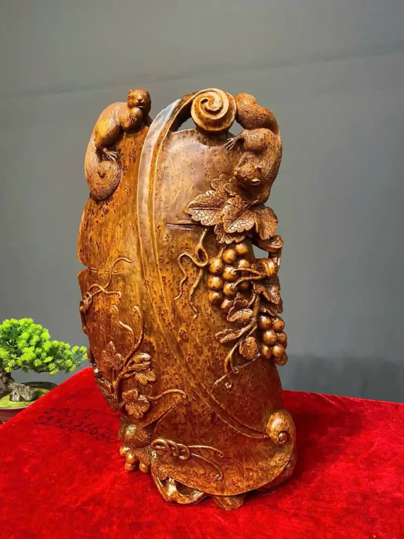 binh-nho-soc-go-nu-ngoc-G5743-2 Bình Nho Sóc Gỗ Nu Ngọc Am Liền Khối G5743