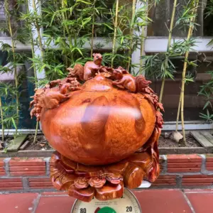 binh-phu-quy-G5273-2 Tượng Bình Phú Quý Nho Sóc Gỗ Nu Hương To Đẹp Liền Khối G5273