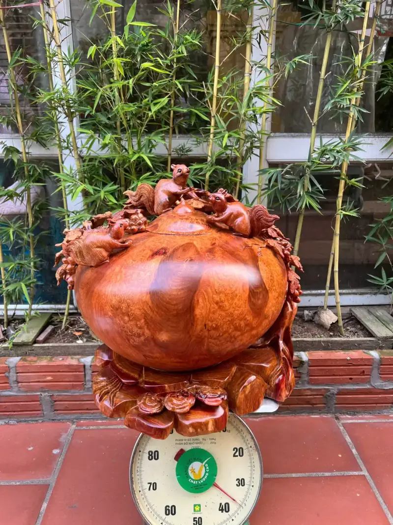 binh-phu-quy-G5273-2 Tượng Bình Phú Quý Nho Sóc Gỗ Nu Hương To Đẹp Liền Khối G5273