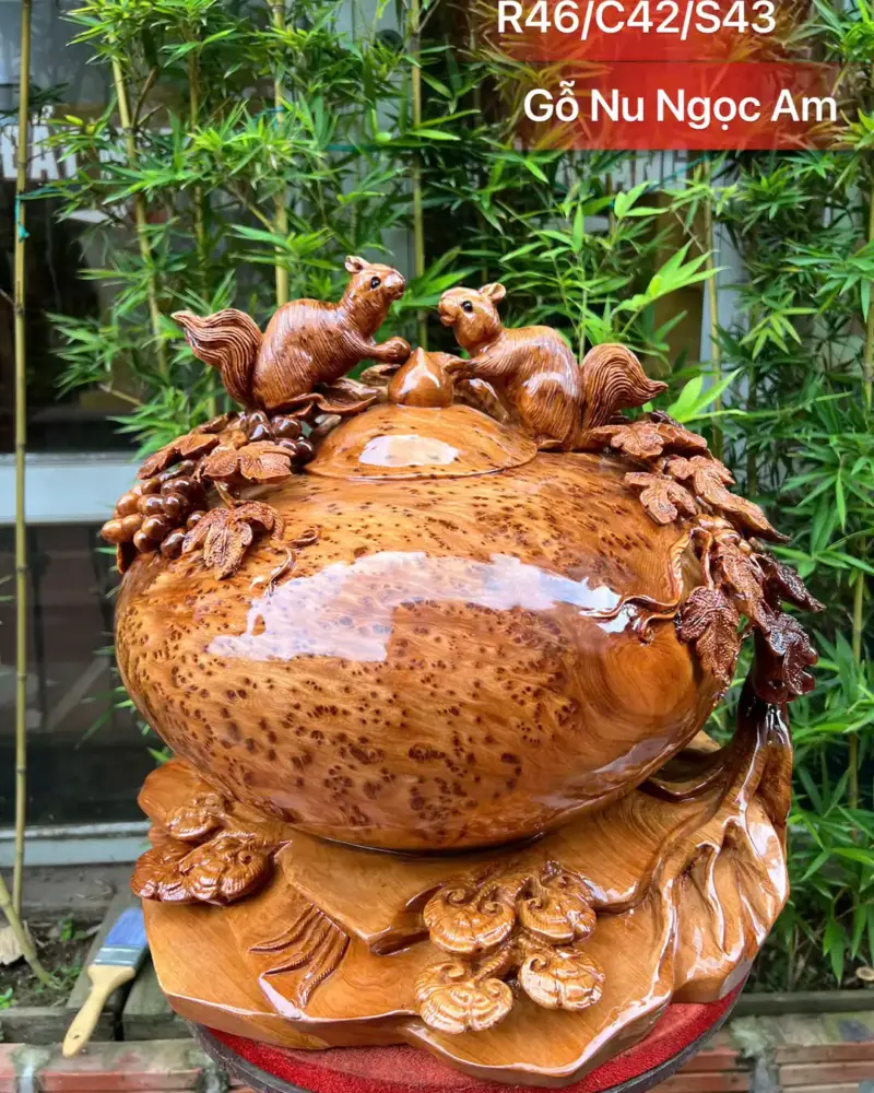 binh-phu-quy-G5278-1 Tượng Bình Phú Quý Nho Sóc Gỗ Nu Ngọc Am Kín Nu To Đẹp Liền Khối G5278