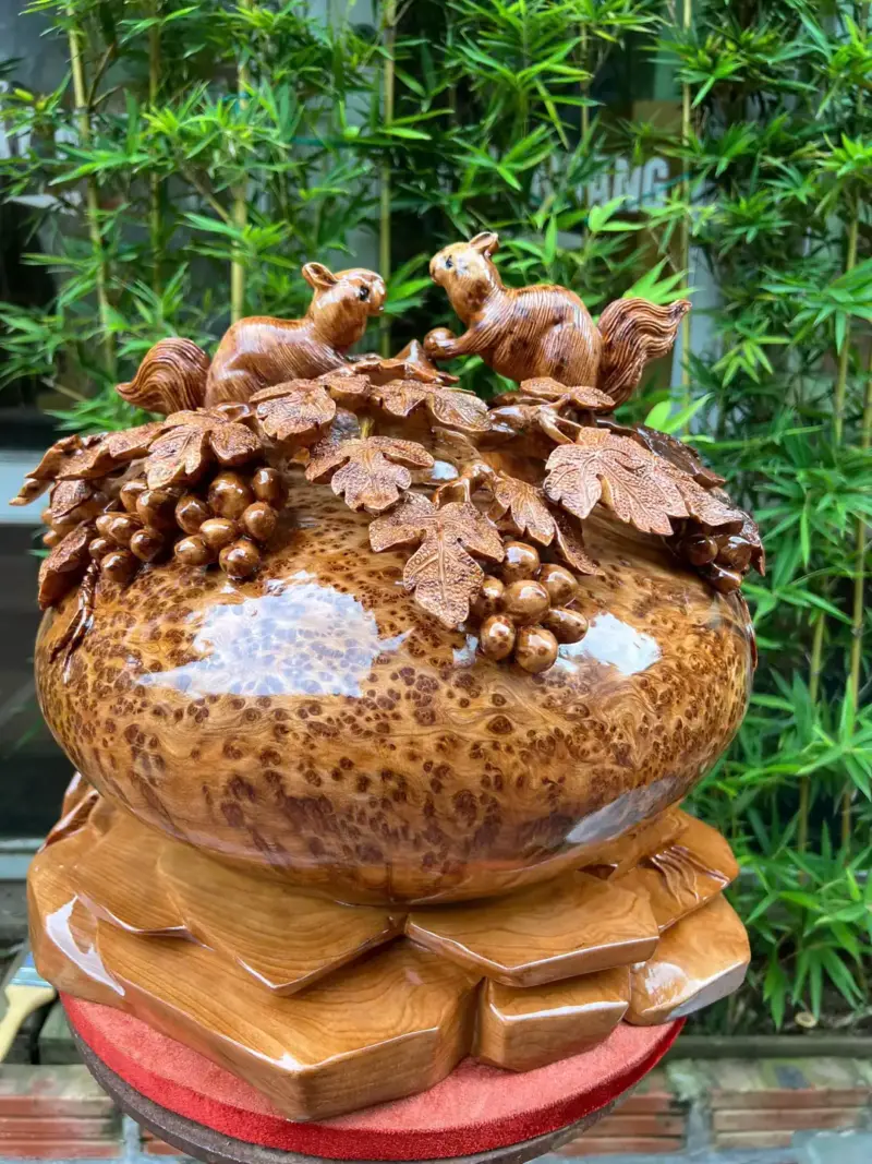 binh-phu-quy-G5278-2 Tượng Bình Phú Quý Nho Sóc Gỗ Nu Ngọc Am Kín Nu To Đẹp Liền Khối G5278