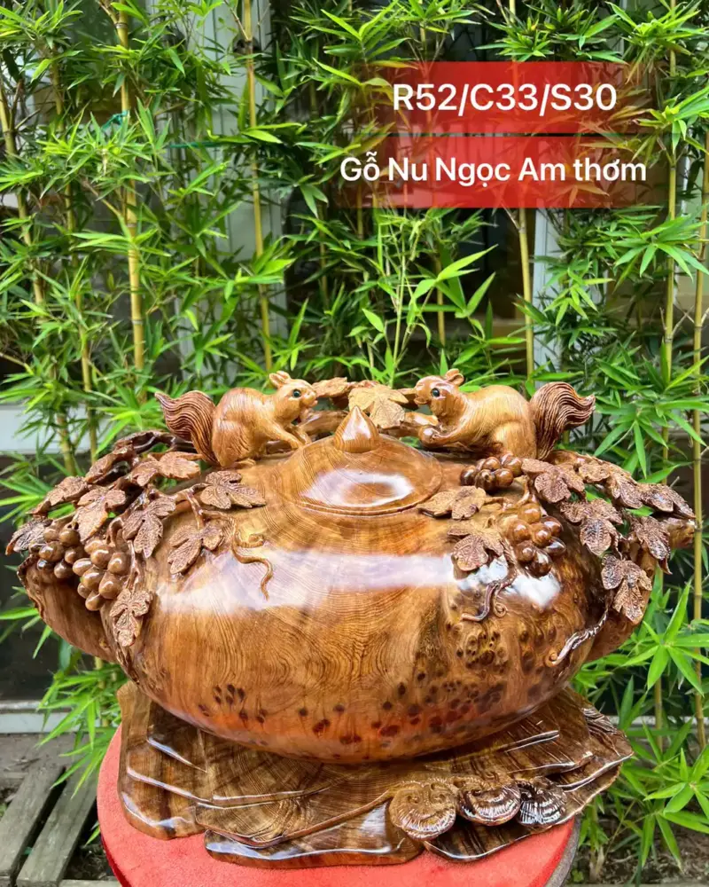binh-phu-quy-G5280-1 Tượng Bình Phú Quý Nho Sóc Gỗ Nu Ngọc Am To Đẹp Liền Khối G5280