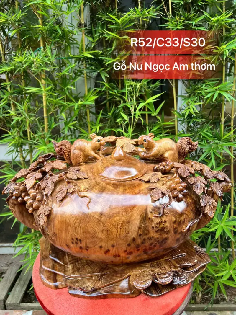binh-phu-quy-G5280-1 Tượng Bình Phú Quý Nho Sóc Gỗ Nu Ngọc Am To Đẹp Liền Khối G5280