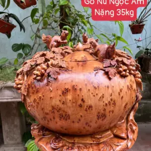 binh-phu-quy-G5281-1 Tượng Bình Phú Quý Nho Sóc Siêu To Gỗ Nu Ngọc Am Liền Khối G5281