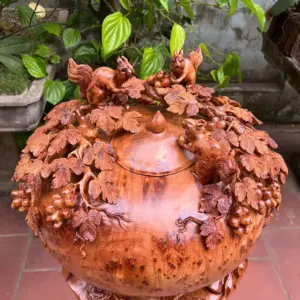binh-phu-quy-G5281-4 Tượng Bình Phú Quý Nho Sóc Siêu To Gỗ Nu Ngọc Am Liền Khối G5281