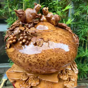 binh-phu-quy-G5599-3 Bình Phú Quý Nho Sóc Gỗ Nu Ngọc Am To Nặng Dầy Kín Nu Liền Khối G5599
