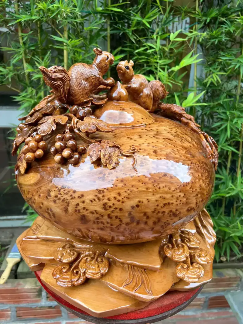 binh-phu-quy-G5599-3 Bình Phú Quý Nho Sóc Gỗ Nu Ngọc Am To Nặng Dầy Kín Nu Liền Khối G5599