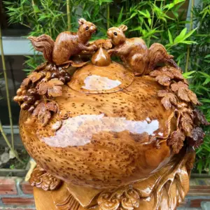 binh-phu-quy-G5599-5 Bình Phú Quý Nho Sóc Gỗ Nu Ngọc Am To Nặng Dầy Kín Nu Liền Khối G5599