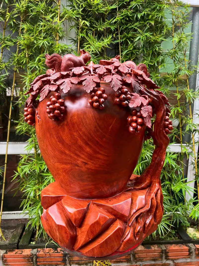 binh-phu-quy-G5979-3 Bình Phú Quý Nho Sóc Ngũ Phúc Gỗ Hương Đá To Nặng Liền Khối G5979