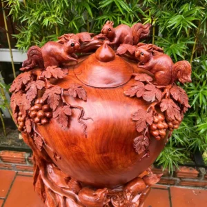 binh-phu-quy-G5979-4 Bình Phú Quý Nho Sóc Ngũ Phúc Gỗ Hương Đá To Nặng Liền Khối G5979
