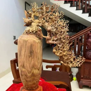 binh-phu-quy-G6218-1 Bình Phú Quý Mai Điểu Gỗ Sưa Bắc Liền Khối Có Sơn G6218