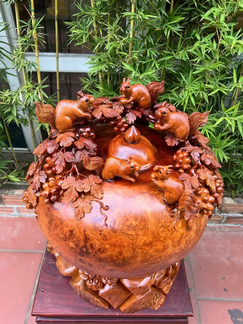 binh-phu-quy-G6321-4 Bình Phú Quý Nho Sóc Gỗ Nu Hương Siêu To Nặng Liền Khối G6321