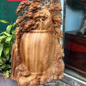 binh-tung-bon-G6276-1 Bình Tùng Bon Sai Gỗ Ngọc Am Thơm Nức Hàng Kỹ Nét Liền Khối G6276