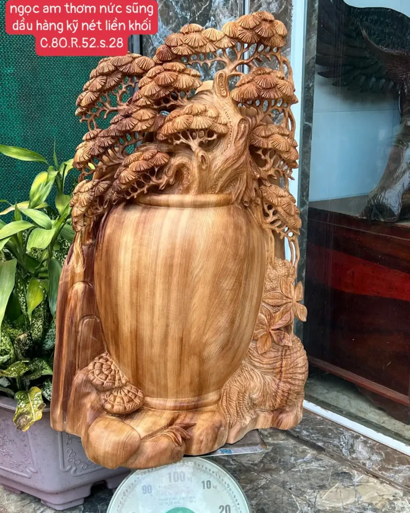 binh-tung-bon-G6276-1 Bình Tùng Bon Sai Gỗ Ngọc Am Thơm Nức Hàng Kỹ Nét Liền Khối G6276