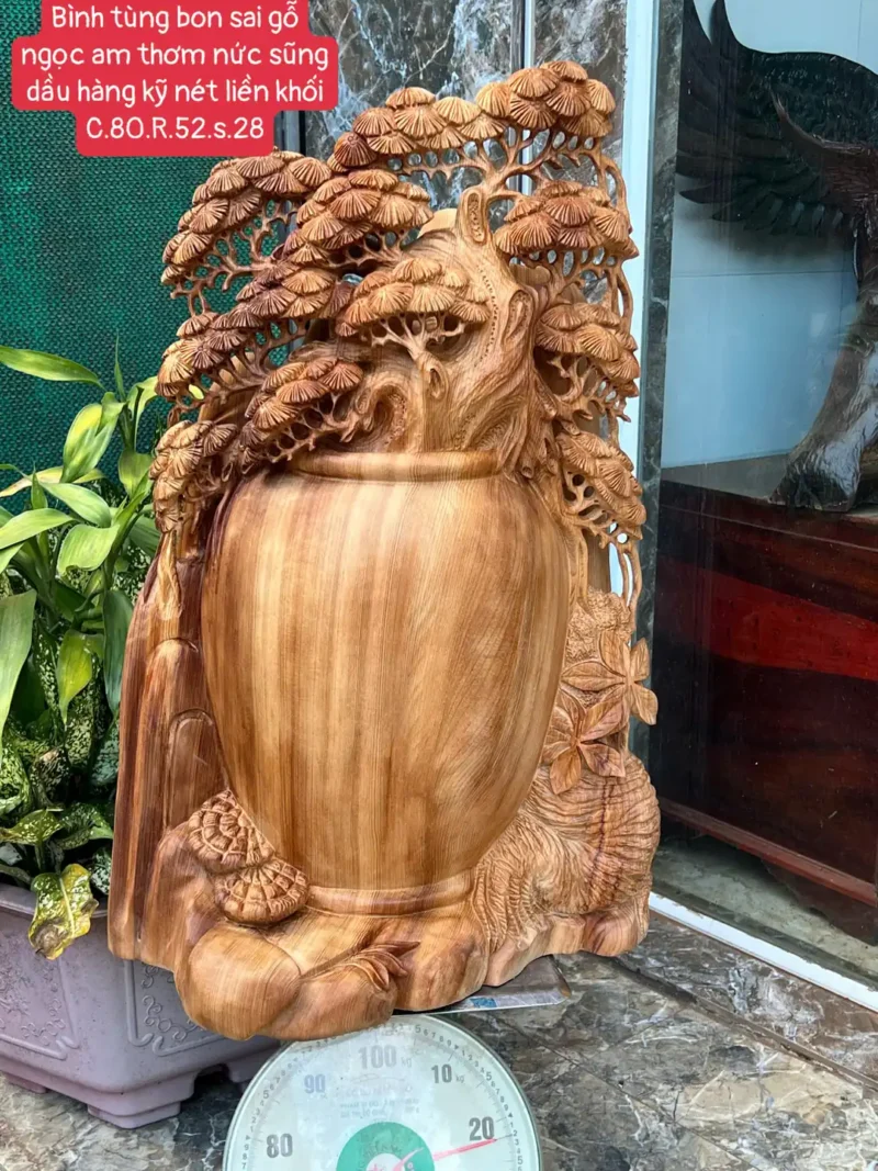 binh-tung-bon-G6276-1 Bình Tùng Bon Sai Gỗ Ngọc Am Thơm Nức Hàng Kỹ Nét Liền Khối G6276