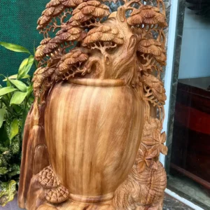 binh-tung-bon-G6276-2 Bình Tùng Bon Sai Gỗ Ngọc Am Thơm Nức Hàng Kỹ Nét Liền Khối G6276