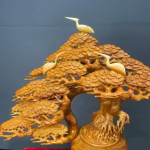 binh-tung-go-huong-ta-G5406-4 Tượng Bình Tùng Gỗ Hương Ta Liền Khối G5406