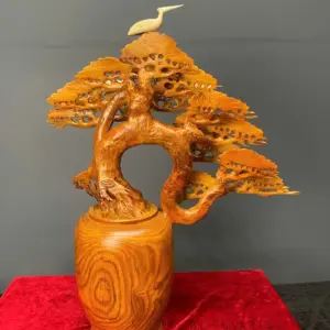binh-tung-go-huong-ta-G5406-5 Tượng Bình Tùng Gỗ Hương Ta Liền Khối G5406