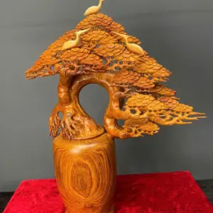 binh-tung-go-huong-ta-G5407-1 Tượng Bình Tùng Gỗ Hương Ta Liền Khối G5407