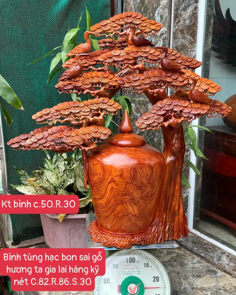 binh-tung-hac-G6367-1 Bình Tùng Hạc Bon Sai Gỗ Hương Ta Gia Lai Hàng Kỹ Nét G6367