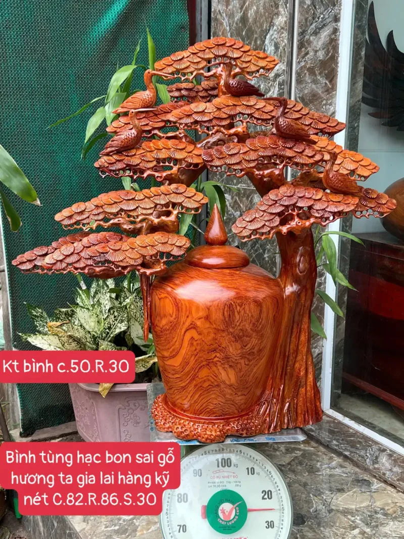 binh-tung-hac-G6367-1 Bình Tùng Hạc Bon Sai Gỗ Hương Ta Gia Lai Hàng Kỹ Nét G6367