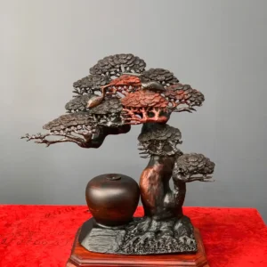 binh-tung-phu-quy-go-trac-o-G5927-1 Bình Tùng Phú Quý Gỗ Trắc Đỏ Đen Liền Khối G5927