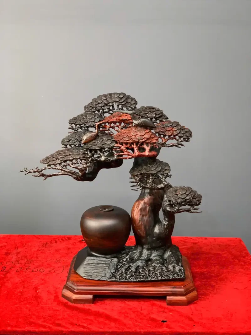 binh-tung-phu-quy-go-trac-o-G5927-1 Bình Tùng Phú Quý Gỗ Trắc Đỏ Đen Liền Khối G5927
